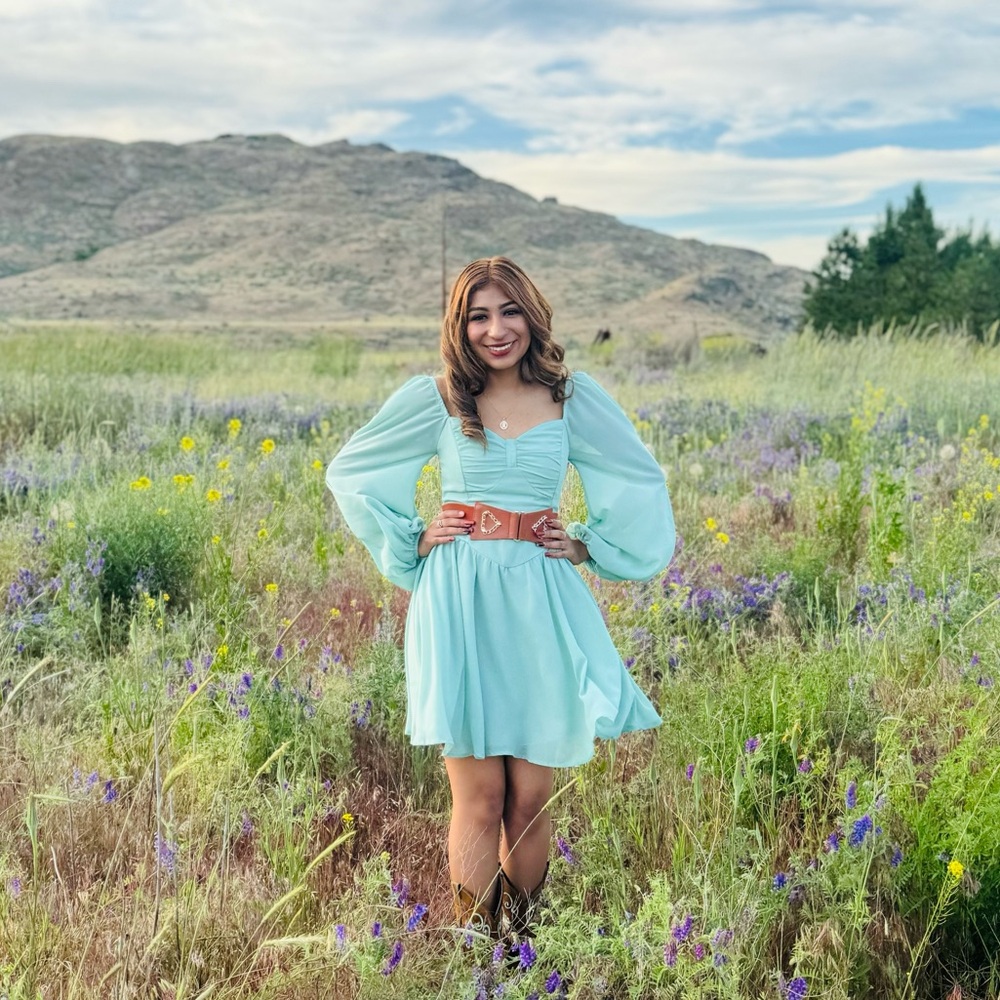 Light Blue Dress with Belt